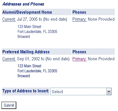 WebSTAR Personal Information - Update Address and Phones